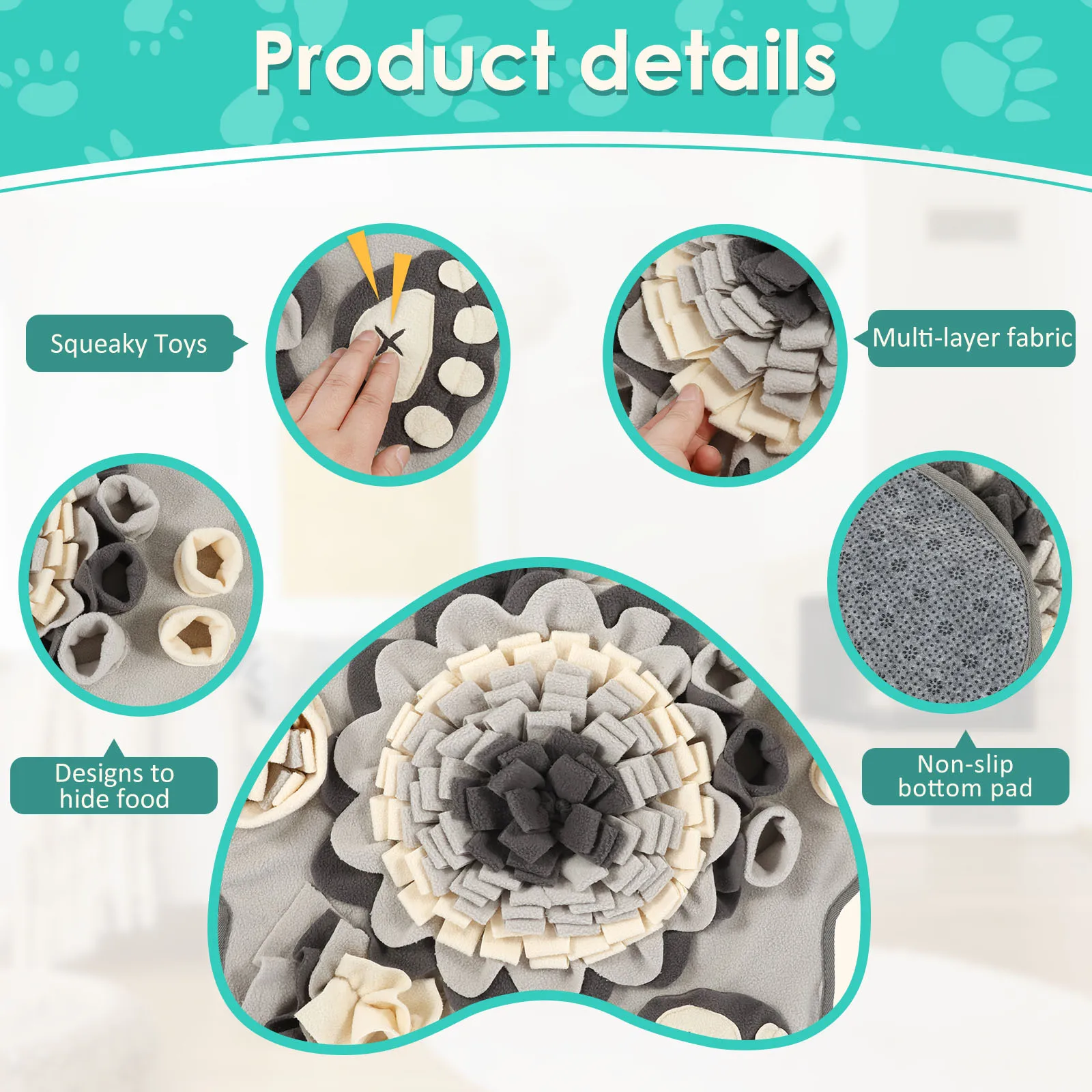 Dog Snuffle Mat Pet Toys Interactive Training Sniff Natural Feeding Mat Squeaker Dog Treat Relieve Pressure Snuffle Toys - Image 7