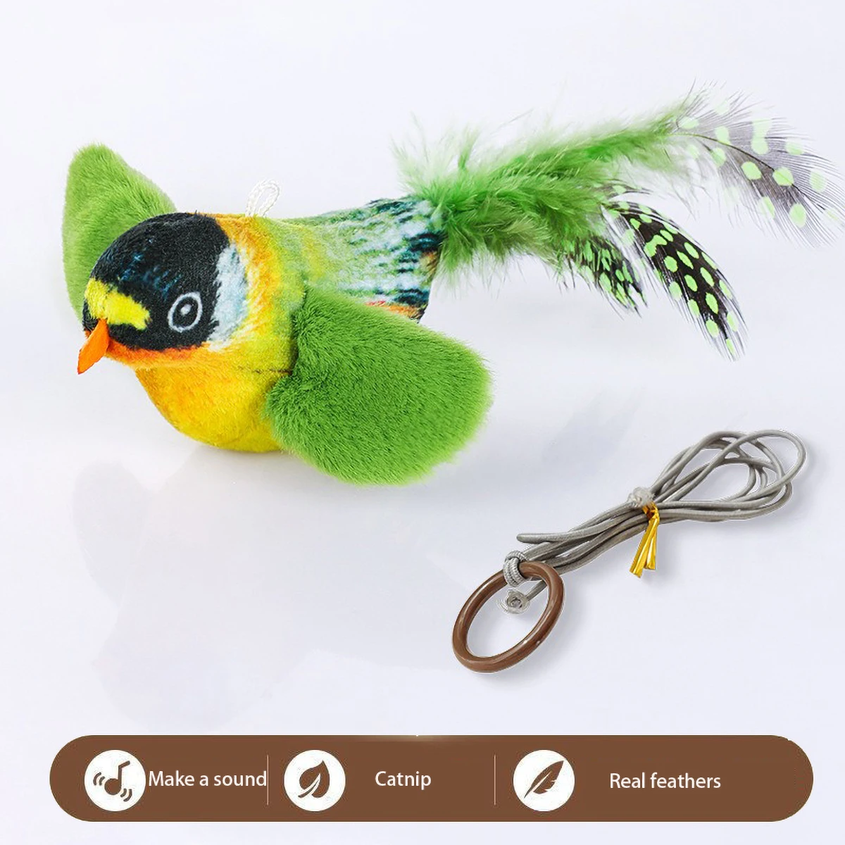 Smart Cat Chirping Bird Toy - Auto Sound Activation, Chew-Resistant Feathers & Catnip Attraction, Dual Play Modes for Interactiv - Image 2