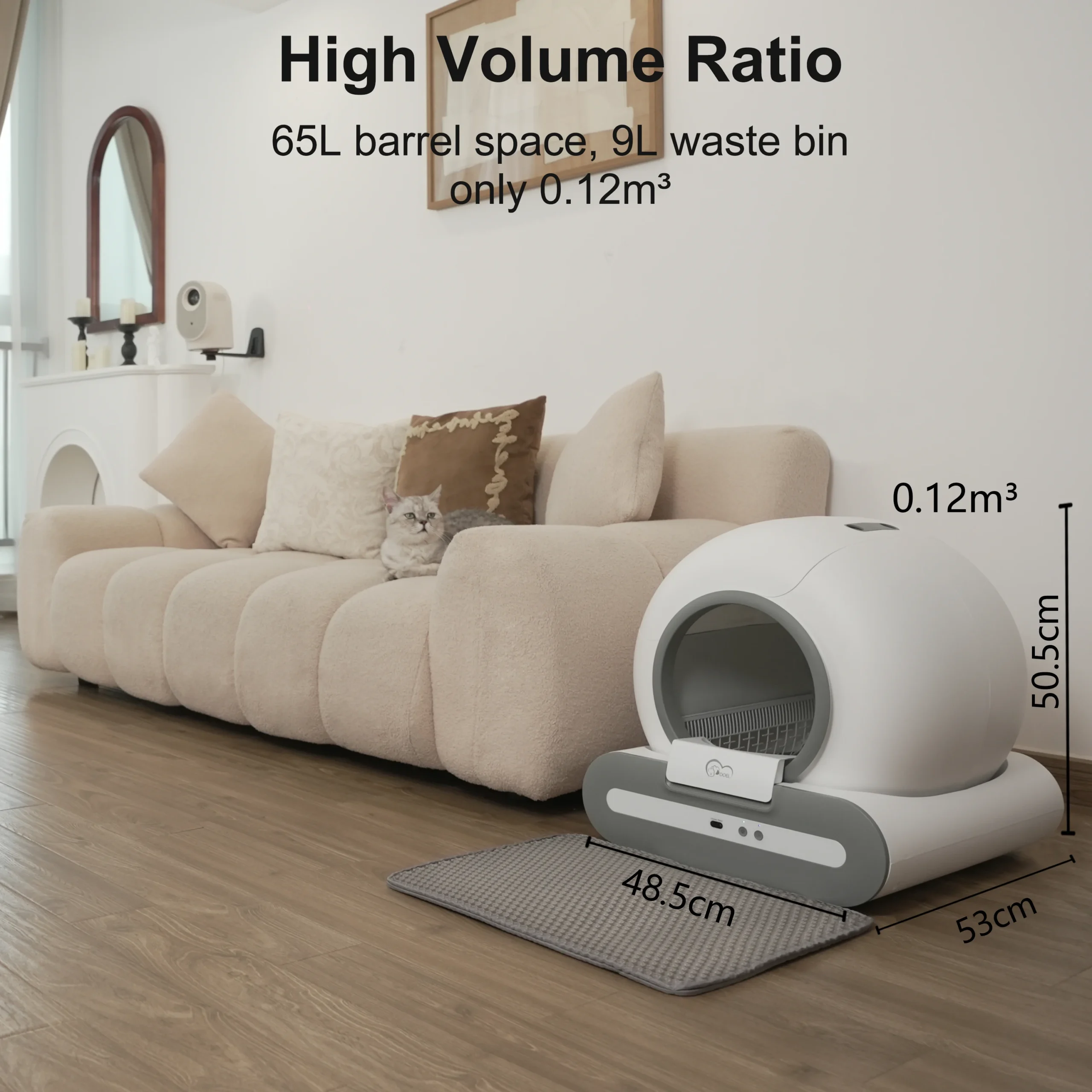 DOEL Automatic Cat Litter Box Self Cleaning with App Control & Cat Litter Mat Smart Cat Toilet for Multiple Large Cats - Image 6